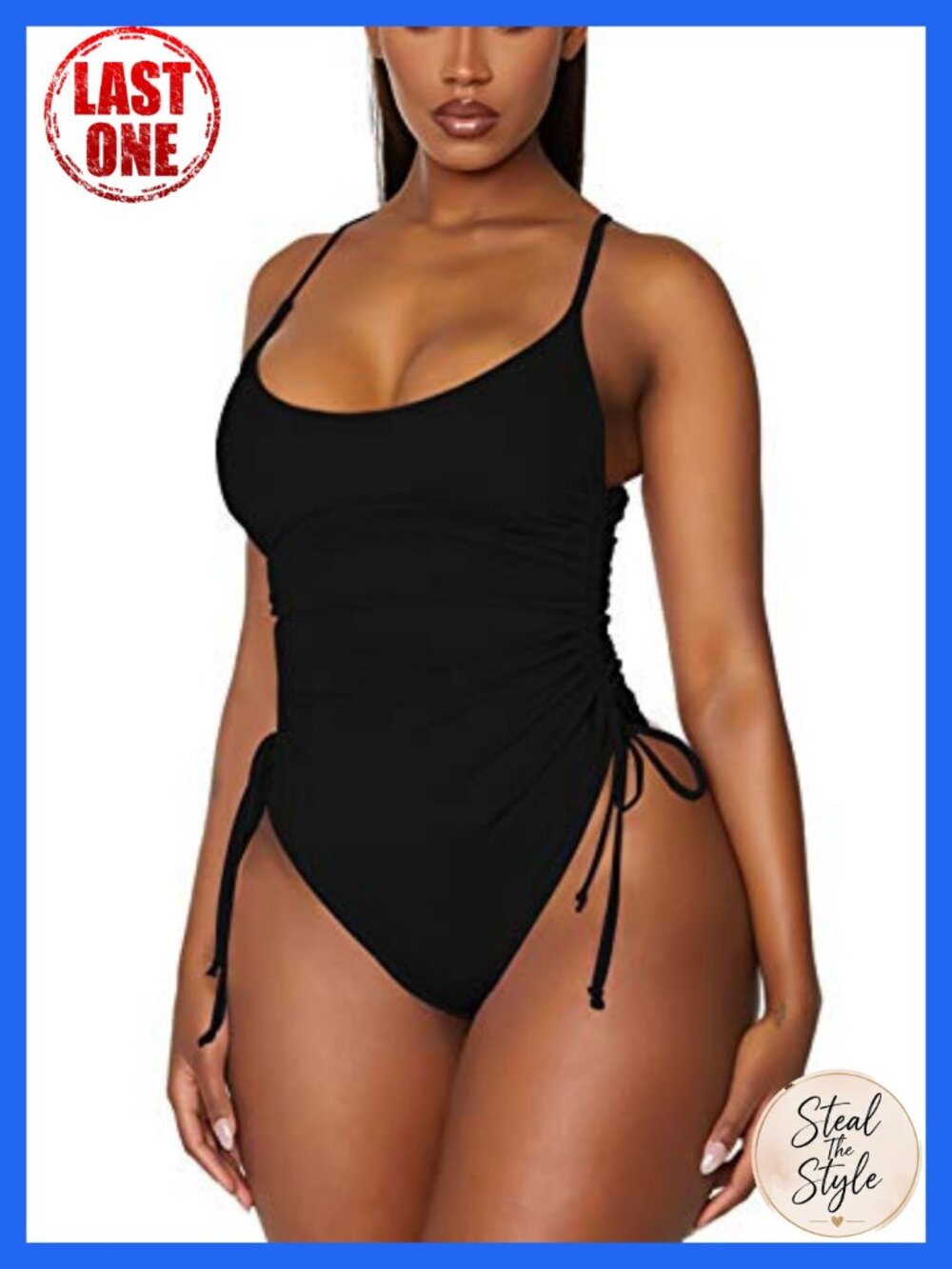 Ruched High Cut One Piece Swimsuit Tummy Control Monokini